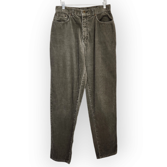 Vintage LL Bean Double L Green Corduroy High Waisted Tapered Leg Pants 6 - Picture 9 of 9